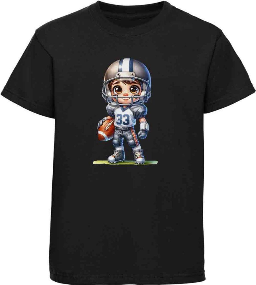 Bedrucktes Kinder T-Shirt Cartoon Quaterback mit Ball